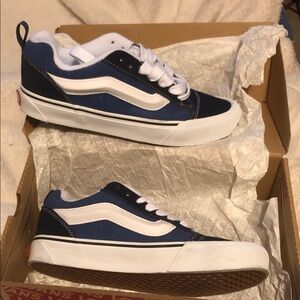 Vans Navy and White Low-Top Sneakers